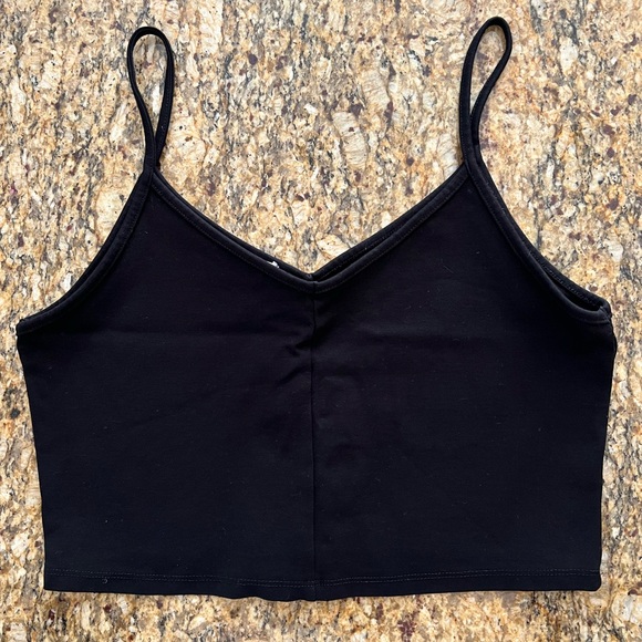 Foreign Exchange Tops - Foreign Exchange Black Crop Fitted Camisole